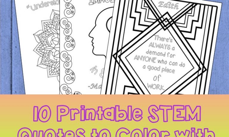 10 inspiration STEM quotes coloring pages for Women's History Month